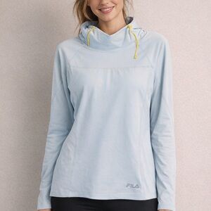 FILA Light Blue/grey Hooded Performance Pullover Top Size Small NWT